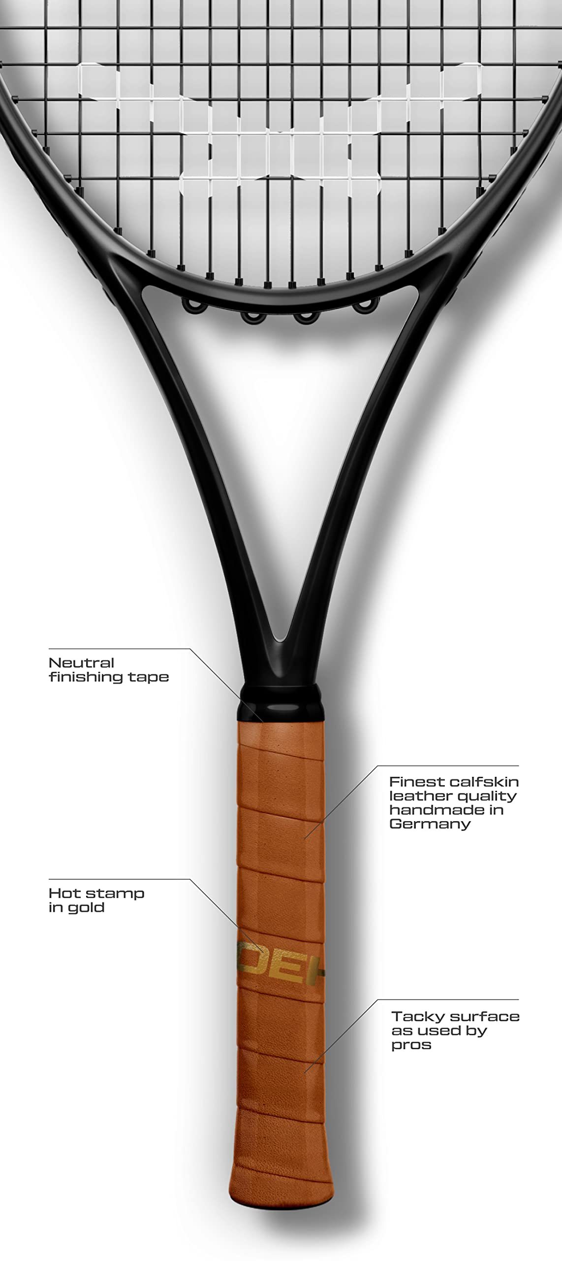 OEHMS Premium Leather Tennis Grip | Special Touch Edition | Brown